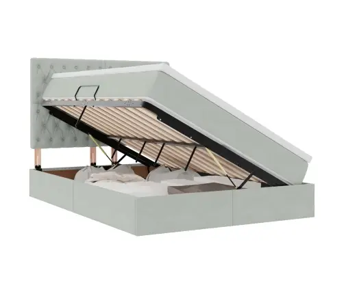 Gulta Ar Uzglabāšanas Vietu Un Led Gaiši Pelēks 140 X 200 Cm Vidaxl