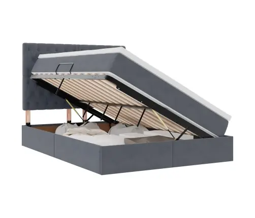 Led-Valgusega Hoiuvoodi Madratsiga Tumehall 140 X 200 Cm Samet