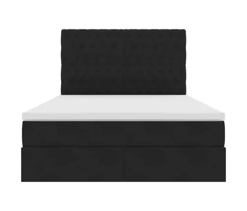 Gulta Ar Uzglabāšanas Vietu Un Led Melna 140 X 200 Cm Samts Vidaxl