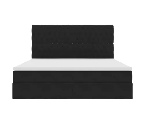 Gulta Ar Uzglabāšanas Vietu Un Led Melna 180 X 200 Cm Samts Vidaxl