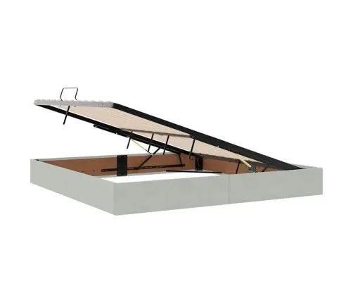 Voodi Hoiukohaga Ja Madratsiga Helehall 200 X 200 Cm Samet