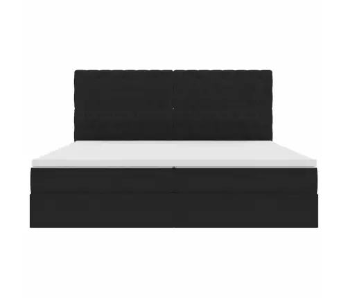 Voodi Hoiukohaga Ja Madratsiga Peaga Must 200 X 200 Cm Samet