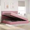 Lova Su Daiktų Laikymo Vieta Ir Čiužiniu Rožinė 200 X 200 Cm