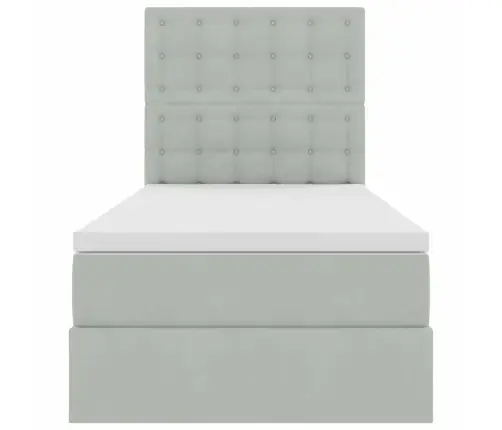 Voodi Hoiukohaga Ja Madratsiga Peaga Helehall 90 X 190 Cm Samet