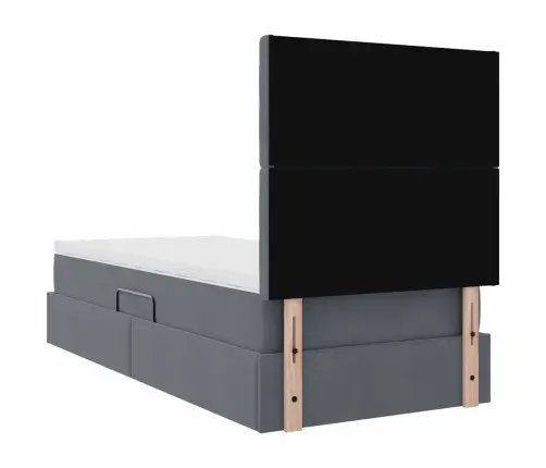 Voodi Hoiukohaga Ja Madratsiga Peaga Tumehall 90 X 190 Cm Samet