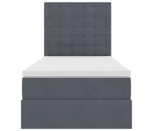 Voodi Hoiukohaga Ja Madratsiga Peaga Tumehall 90 X 190 Cm Samet