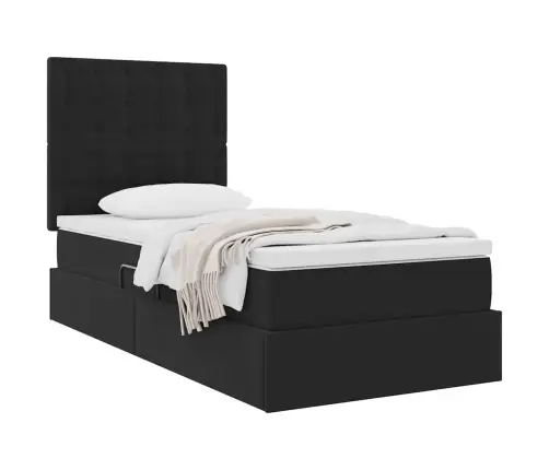 Gulta Ar Uzglabāšanas Vietu Un Matraci Melna 90 X 190 Cm Samts Vidaxl