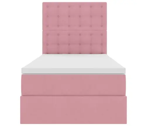 Voodi Hoiukohaga Ja Madratsiga Peaga Roosa 90 X 200 Cm Samet