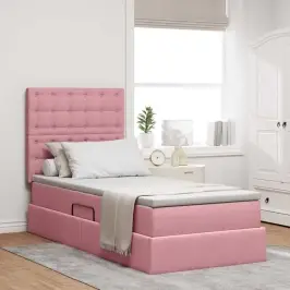 Lova Su Daiktų Laikymo Vieta Ir Čiužiniu Rožinė 100 X 200 Cm