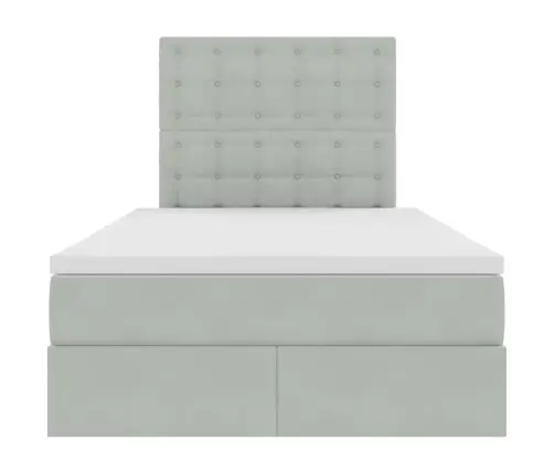 Voodi Hoiukohaga Ja Madratsiga Helehall 120 X 200 Cm Samet