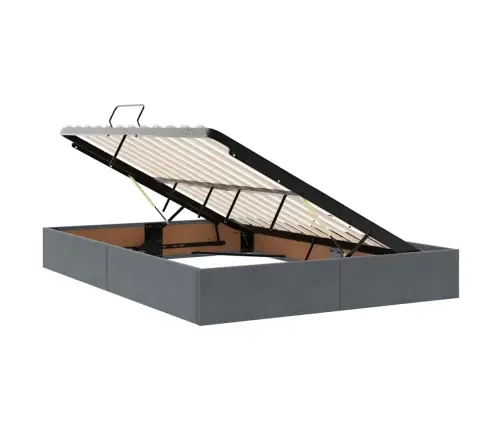 Voodi Hoiukohaga Ja Madratsiga Tumehall 140 X 190 Cm Samet