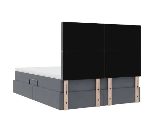 Voodi Hoiukohaga Ja Madratsiga Tumehall 140 X 190 Cm Samet