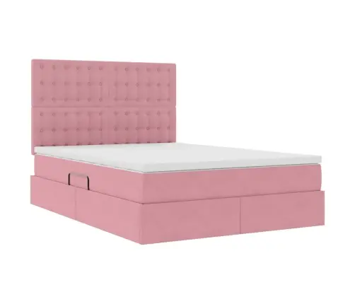 Lova Su Daiktų Laikymo Vieta Ir Čiužiniu Rožinė 140 X 190 Cm