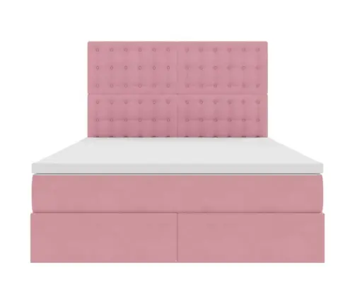 Lova Su Daiktų Laikymo Vieta Ir Čiužiniu Rožinė 140 X 190 Cm