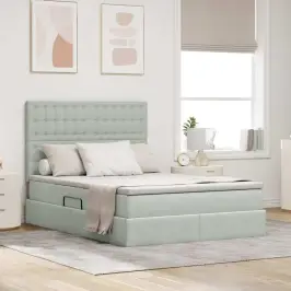 Gulta Ar Uzglabāšanas Vietu Un Matraci 140 X 200 Cm Samts Vidaxl Gulta Ar Uzglabāšanas Vietu Un Matraci 140 X 200 Cm Samts Vidaxl