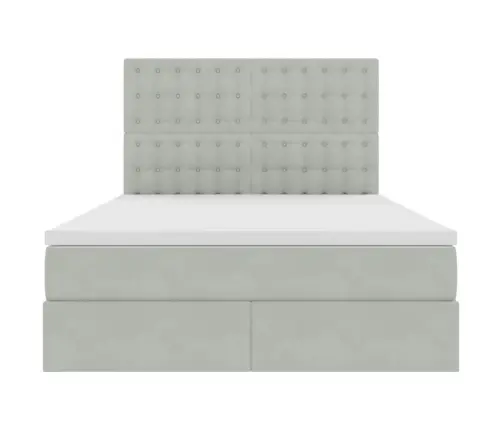 Gulta Ar Uzglabāšanas Vietu Un Led Gaiši Pelēks 140 X 200 Cm Vidaxl