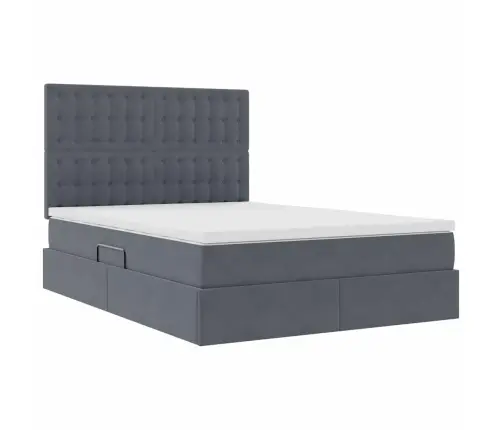 Lova Su Daiktų Laikymo Vieta Ir Led Tamsiai Pilka 140 X 200 Cm