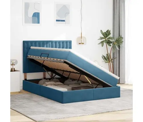 Lova Su Daiktų Laikymo Vieta Ir Čiužiniu Tamsiai Mėlyna