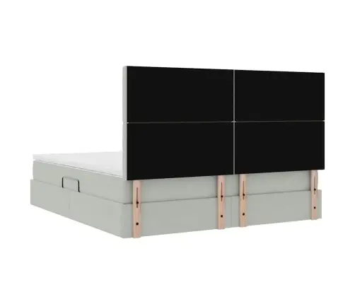 Gulta Ar Uzglabāšanas Vietu Un Led Gaiši Pelēks 160 X 200 Cm Vidaxl