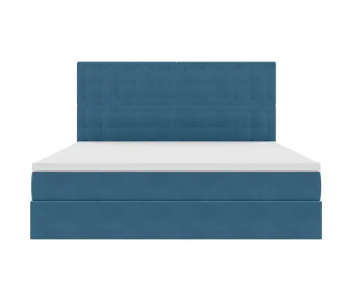 Gulta Ar Uzglabāšanas Vietu Un Led Tumši Zils 160 X 200 Cm Vidaxl