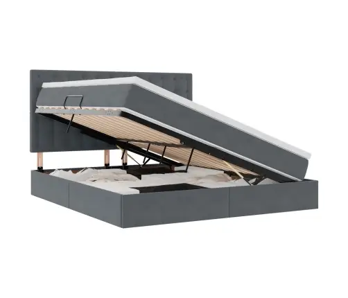 Gulta Ar Uzglabāšanas Vietu Un Led Tumši Pelēks 180 X 200 Cm Vidaxl