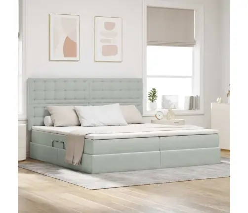 Gulta Ar Uzglabāšanas Vietu Un Led Gaiši Pelēks 200 X 200 Cm Vidaxl