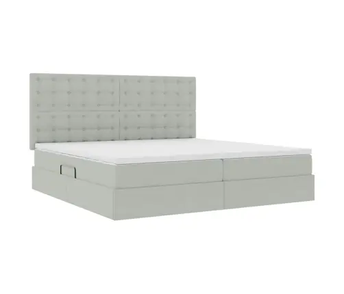 Gulta Ar Uzglabāšanas Vietu Un Led Gaiši Pelēks 200 X 200 Cm Vidaxl