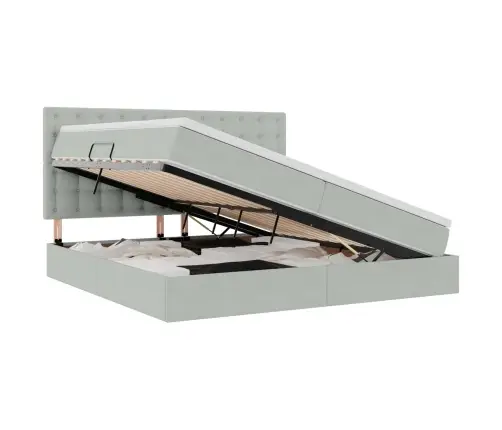 Gulta Ar Uzglabāšanas Vietu Un Led Gaiši Pelēks 200 X 200 Cm Vidaxl