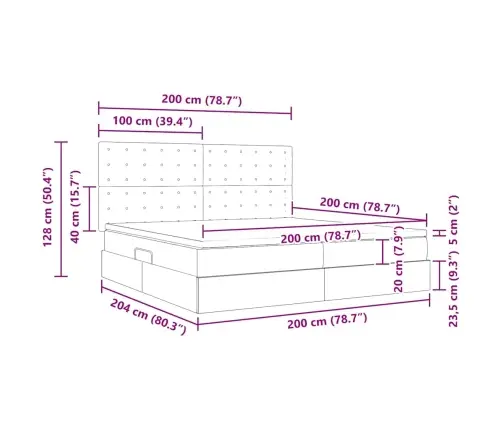 Gulta Ar Uzglabāšanas Vietu Un Led Melna 200 X 200 Cm Samts Vidaxl