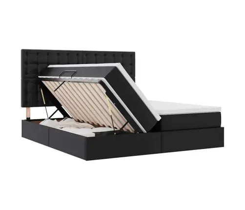 Gulta Ar Uzglabāšanas Vietu Un Matraci Melna 200 X 200 Cm Vidaxl