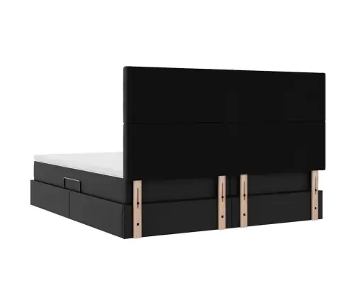 Gulta Ar Uzglabāšanas Vietu Un Matraci Melna 200 X 200 Cm Vidaxl