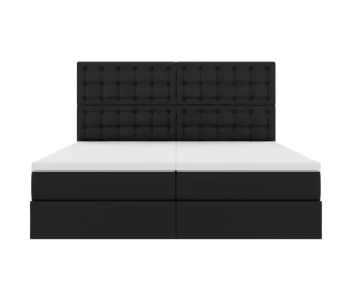 Gulta Ar Uzglabāšanas Vietu Un Matraci Melna 200 X 200 Cm Vidaxl