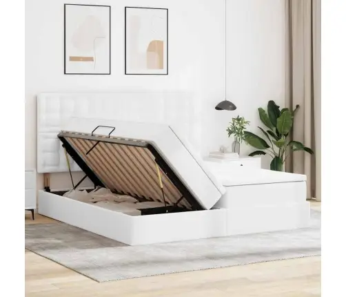 Voodi Hoiukohaga Ja Madratsiga Peaga Puhas Valge 200 X 200 Cm