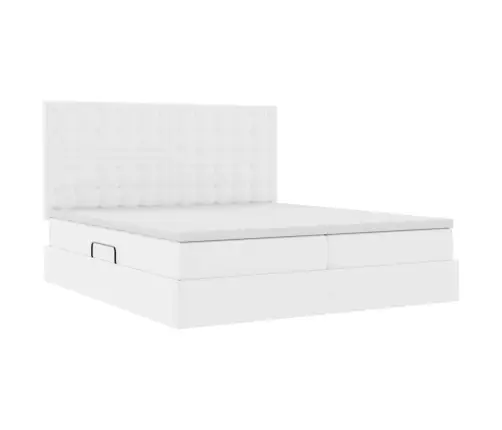 Voodi Hoiukohaga Ja Madratsiga Peaga Puhas Valge 200 X 200 Cm