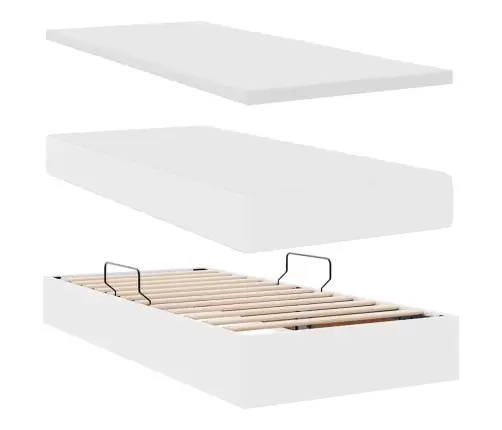 Voodi Hoiukohaga Ja Madratsiga Peaga Puhas Valge 200 X 200 Cm