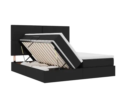 Glabāšanas Gulta Ar Matraci Melna 180 X 200 Cm Mākslīgā Āda Vidaxl