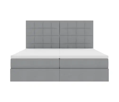 Laos Voodi Madratsiga Peaga Helehall 200 X 200 Cm Kunstnahk