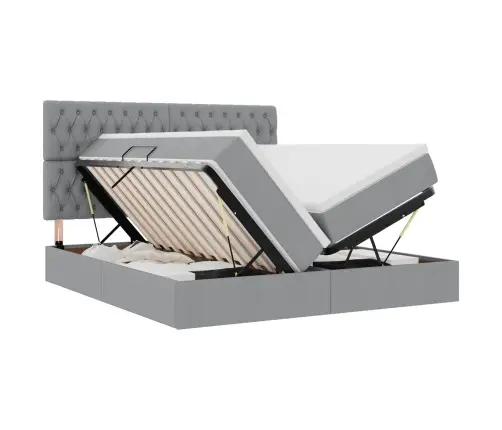 Glabāšanas Gulta Gaiši Pelēks 200 X 200 Cm Mākslīgā Āda Vidaxl