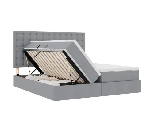 Glabāšanas Gulta Gaiši Pelēks 200 X 200 Cm Mākslīgā Āda Vidaxl