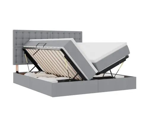 Glabāšanas Gulta Gaiši Pelēks 200 X 200 Cm Mākslīgā Āda Vidaxl