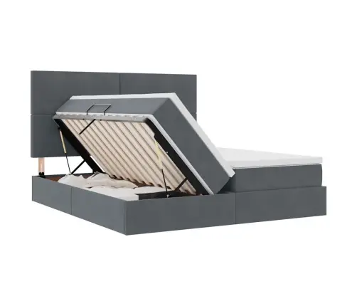 Glabāšanas Gulta Ar Matraci Tumši Pelēks 200 X 200 Cm Samts Vidaxl