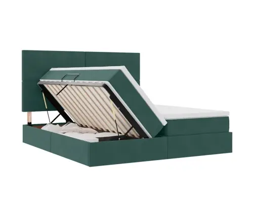 Saugos Lova Su Čiužiniu Tamsiai Žalia 200 X 200 Cm Aksomas