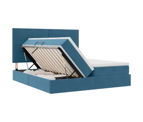 Laos Voodi Madratsiga Peaga Tumesinine 200 X 200 Cm Samet