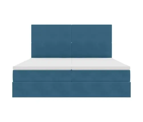 Laos Voodi Madratsiga Peaga Tumesinine 200 X 200 Cm Samet