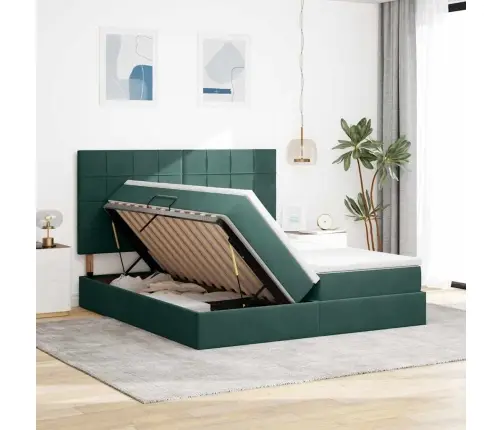 Glabāšanas Gulta Ar Matraci Tumši Zaļš 180 X 200 Cm Samts Vidaxl