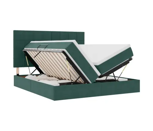Glabāšanas Gulta Ar Matraci Tumši Zaļš 180 X 200 Cm Samts Vidaxl