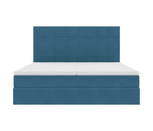 Saugos Lova Su Čiužiniu Tamsiai Mėlyna 180 X 200 Cm Aksomas