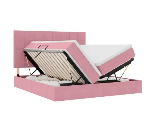 Glabāšanas Gulta Ar Matraci Rozā 180 X 200 Cm Samts Vidaxl