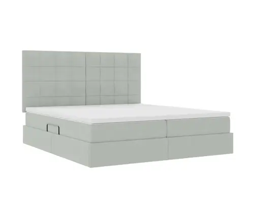 Glabāšanas Gulta Ar Matraci Gaiši Pelēks 200 X 200 Cm Samts Vidaxl