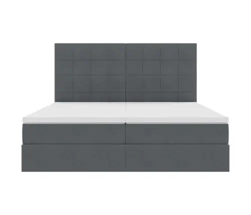 Saugos Lova Su Čiužiniu Tamsiai Pilka 200 X 200 Cm Aksomas